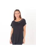 CAMISETA COLCCI GOLA CANOA FEMININA - Preto