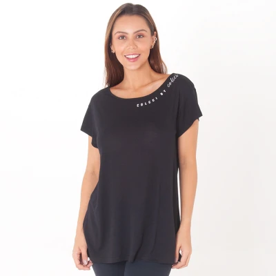 CAMISETA COLCCI GOLA CANOA FEMININA - Preto CAMISETA COLCCI GOLA CANOA FEMININA - Preto