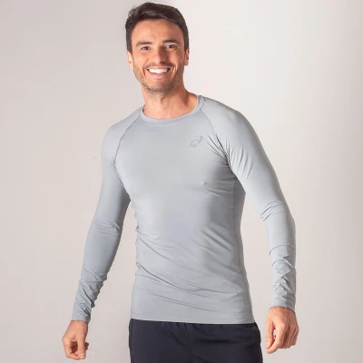 CAMISETA COMPRESSÃO ASICS BASELAYER LS TOP MANGA LONGA MASCULINA - Cinza CAMISETA COMPRESSÃO ASICS BASELAYER LS TOP MANGA LONGA MASCULINA - Cinza