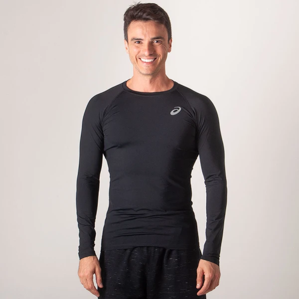 CAMISETA COMPRESSÃO ASICS BASELAYER LS TOP MANGA LONGA MASCULINA - Preto