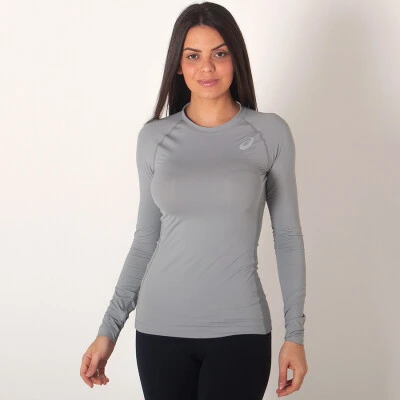 CAMISETA COMPRESSÃO ASICS BASELAYER TOP MANGA LONGA FEMININA - Cinza