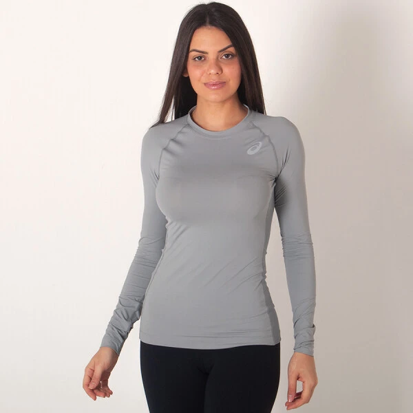 CAMISETA COMPRESSÃO ASICS BASELAYER TOP MANGA LONGA FEMININA - Cinza