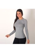 CAMISETA COMPRESSÃO ASICS BASELAYER TOP MANGA LONGA FEMININA - Cinza