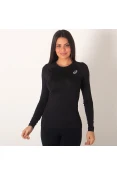 CAMISETA COMPRESSÃO ASICS BASELAYER TOP MANGA LONGA FEMININA - Preto
