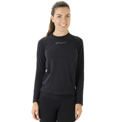 CAMISETA COMPRESSÃO ASICS SEAMLESS LS MANGA LONGA FEMININA - Preto