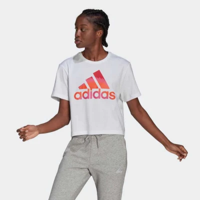 CAMISETA CROPPED ESTAMPA INSPIRAÇÂO TIE-DYE ADIDAS FEMININA - Branco CAMISETA CROPPED ESTAMPA INSPIRAÇÂO TIE-DYE ADIDAS FEMININA - Branco