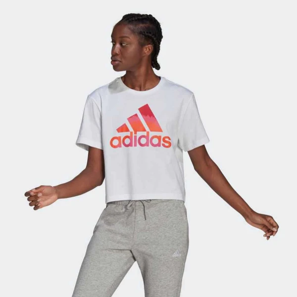CAMISETA CROPPED ESTAMPA INSPIRAÇÂO TIE-DYE ADIDAS FEMININA - Branco CAMISETA CROPPED ESTAMPA INSPIRAÇÂO TIE-DYE ADIDAS FEMININA - Branco
