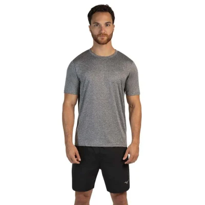 CAMISETA DE CORRIDA MIZUNO RUN SPARK 2 MESCLA MASCULINA - Cinza/grafite