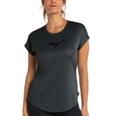 CAMISETA DE CORRIDA MIZUNO SPARK BIG LOGO FEMININA - Grafite/preto CAMISETA DE CORRIDA MIZUNO SPARK BIG LOGO FEMININA - Grafite/preto