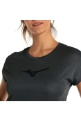 CAMISETA DE CORRIDA MIZUNO SPARK BIG LOGO FEMININA - Grafite/preto CAMISETA DE CORRIDA MIZUNO SPARK BIG LOGO FEMININA - Grafite/preto