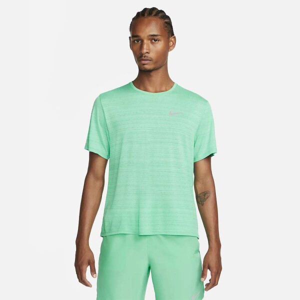 CAMISETA DE CORRIDA NIKE DRI-FIT MILER MASCULINA - Verde/prata