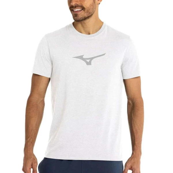 CAMISETA DE TREINO MIZUNO LIFESTYLE MASCULINA - Branco/cinza CAMISETA DE TREINO MIZUNO LIFESTYLE MASCULINA - Branco/cinza