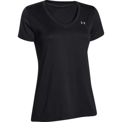 CAMISETA DE TREINO TECH SHORT SLEEV V NECK UNDER ARMOUR FEMININA - Preto