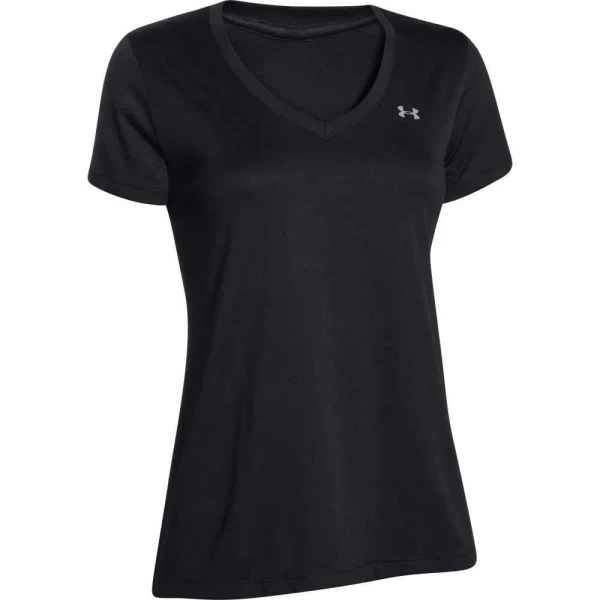 CAMISETA DE TREINO TECH SHORT SLEEV V NECK UNDER ARMOUR FEMININA - Preto