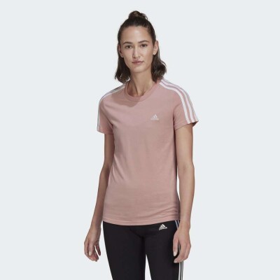 CAMISETA ESPORTIVA DESIGNED 2 MOVE 3-STRIPES ADIDAS FEMININA - Rosa/branco CAMISETA ESPORTIVA DESIGNED 2 MOVE 3-STRIPES ADIDAS FEMININA - Rosa/branco