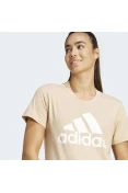 CAMISETA ESSENTIALS LOGO ADIDAS FEMININA - Bege/branco
