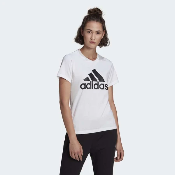 CAMISETA ESSENTIALS LOGO ADIDAS FEMININA - Branco/preto