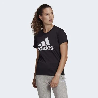 CAMISETA ESSENTIALS LOGO ADIDAS FEMININA - Preto/branco