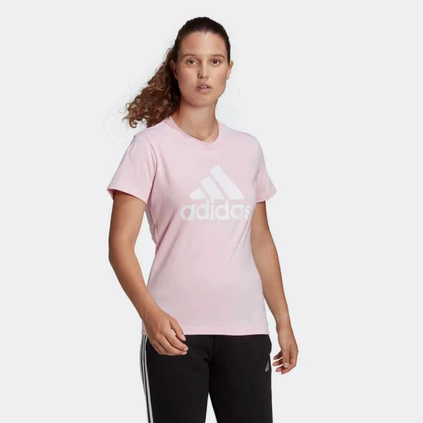 CAMISETA ESSENTIALS LOGO ADIDAS FEMININA - Rosa/branco