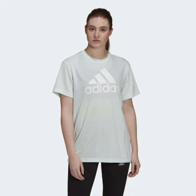 CAMISETA ESSENTIALS LOGO ADIDAS FEMININA - Verde/branco CAMISETA ESSENTIALS LOGO ADIDAS FEMININA - Verde/branco