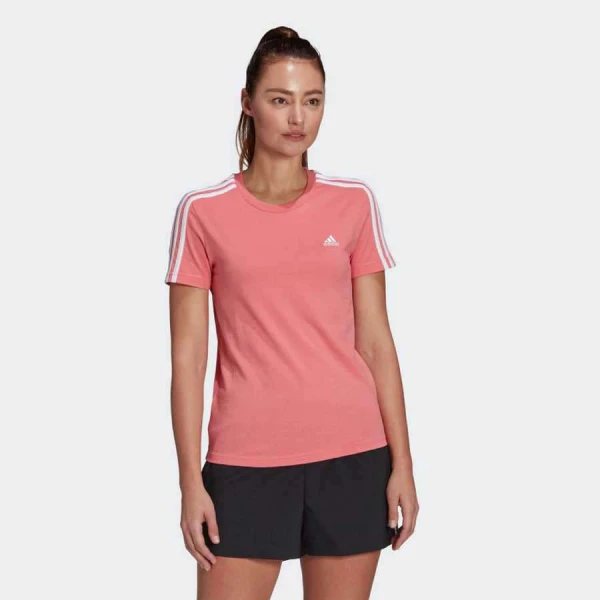 CAMISETA ESSENTIALS SLIM 3-STRIPES ADIDAS FEMININA - Rosa CAMISETA ESSENTIALS SLIM 3-STRIPES ADIDAS FEMININA - Rosa