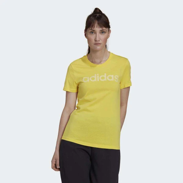CAMISETA ESSENTIALS SLIM LOGO ADIDAS FEMININA - Amarelo