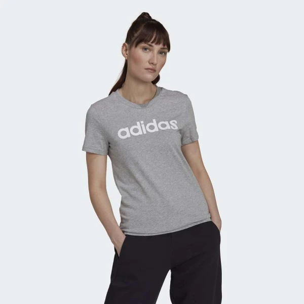 CAMISETA ESSENTIALS SLIM LOGO ADIDAS FEMININA - Cinza