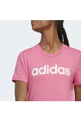 CAMISETA ESSENTIALS SLIM LOGO ADIDAS FEMININA - Pink/branco