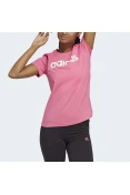 CAMISETA ESSENTIALS SLIM LOGO ADIDAS FEMININA - Pink/branco
