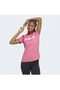 CAMISETA ESSENTIALS SLIM LOGO ADIDAS FEMININA - Pink/branco