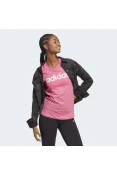 CAMISETA ESSENTIALS SLIM LOGO ADIDAS FEMININA - Pink/branco