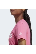 CAMISETA ESSENTIALS SLIM LOGO ADIDAS FEMININA - Pink/branco