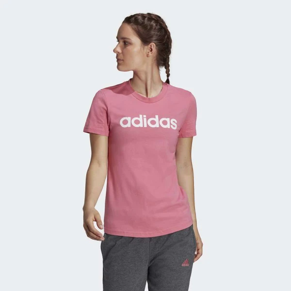 CAMISETA ESSENTIALS SLIM LOGO ADIDAS FEMININA - Rosa