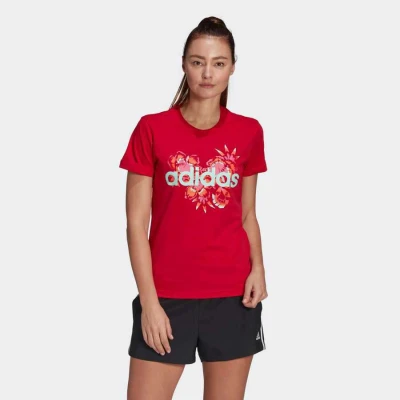 CAMISETA ESTAMPA FLORAL FARM RIO ADIDAS FEMININA - Vermelho CAMISETA ESTAMPA FLORAL FARM RIO ADIDAS FEMININA - Vermelho
