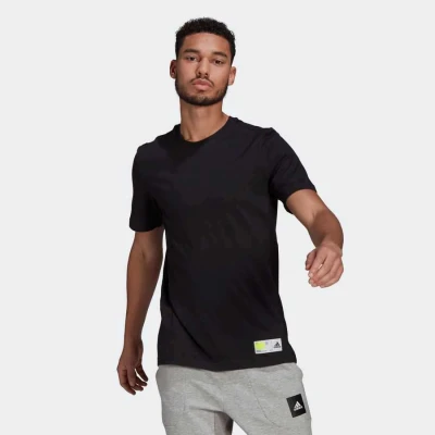 CAMISETA ESTAMPADA ATHLETICS ADIDAS MASCULINA - Preto