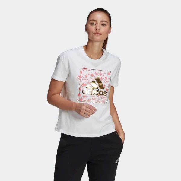 CAMISETA ESTAMPADA BIG LOGO FOIL ADIDAS FEMININA - Branco CAMISETA ESTAMPADA BIG LOGO FOIL ADIDAS FEMININA - Branco