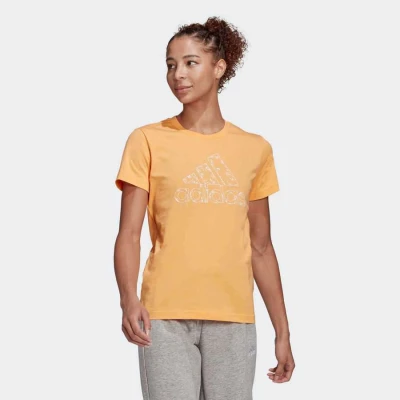 CAMISETA ESTAMPADA OUTLINED FLORAL ADIDAS FEMININA - Laranja