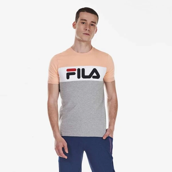 CAMISETA FILA LETTER COLORS MASCULINA - Laranja/cinza
