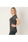 CAMISETA LIVE COMFY BASIC FEMININA - Chumbo