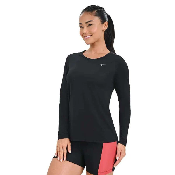 CAMISETA MANGA LONGA DE TREINO MIZUNO PRO UV FEMININA - Preto