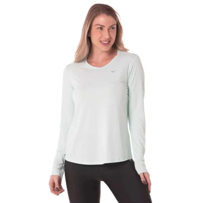 CAMISETA MANGA LONGA DE TREINO MIZUNO PRO UV FEMININA - Verde