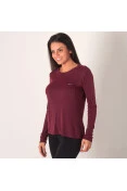 CAMISETA MIZUNO BLEND MANGA LONGA FEMININA - Bordo