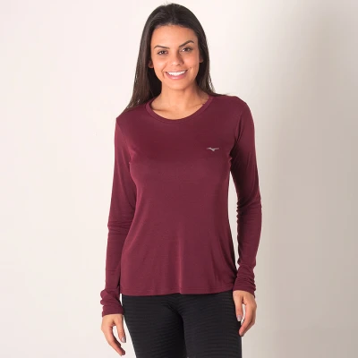 CAMISETA MIZUNO BLEND MANGA LONGA FEMININA - Bordo