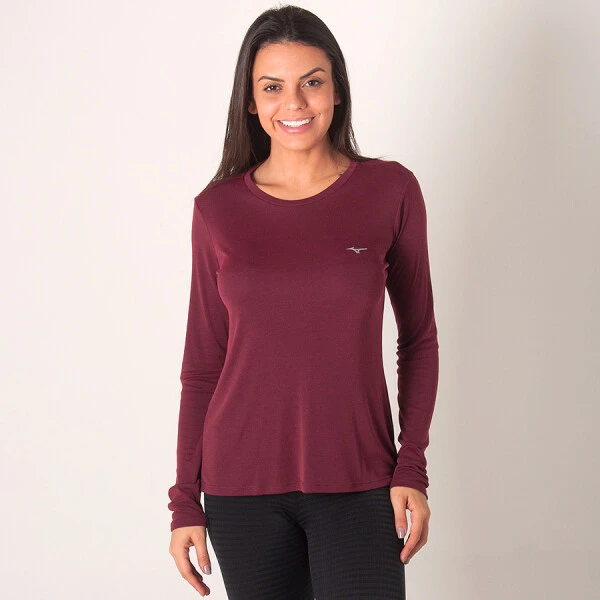 CAMISETA MIZUNO BLEND MANGA LONGA FEMININA - Bordo