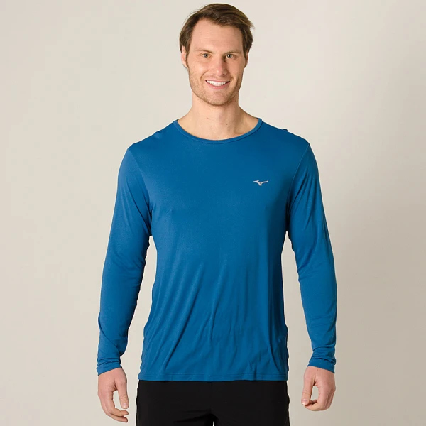 CAMISETA MIZUNO JET RUN MANGA LONGA MASCULINA - Azul
