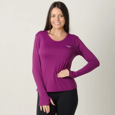 CAMISETA MIZUNO PRO UV MANGA LONGA FEMININA - Roxo CAMISETA MIZUNO PRO UV MANGA LONGA FEMININA - Roxo
