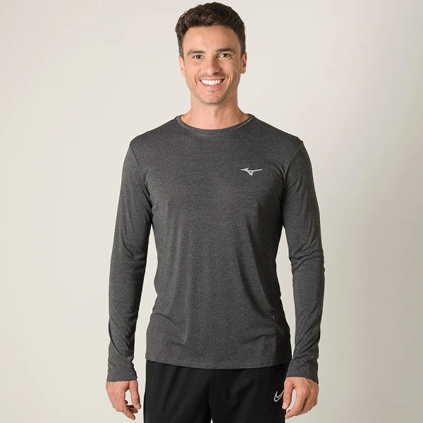 CAMISETA MIZUNO SOUL FIT MANGA LONGA MASCULINA - Chumbo CAMISETA MIZUNO SOUL FIT MANGA LONGA MASCULINA - Chumbo