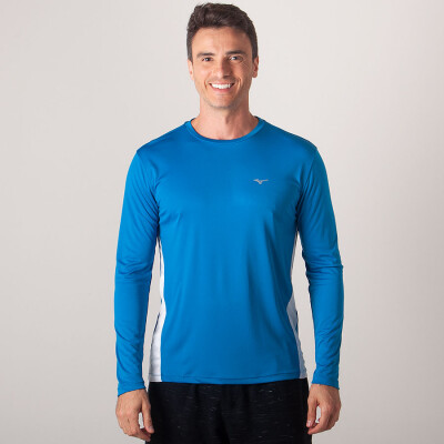 CAMISETA MIZUNO WAVE RUN 2 MANGA LONGA MASCULINA - Azul CAMISETA MIZUNO WAVE RUN 2 MANGA LONGA MASCULINA - Azul