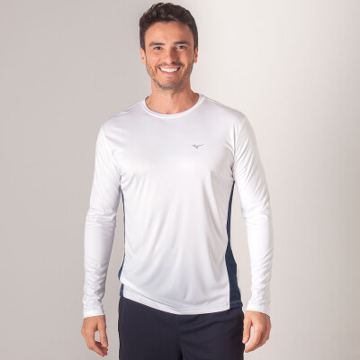 CAMISETA MIZUNO WAVE RUN 2 MANGA LONGA MASCULINA - Branco CAMISETA MIZUNO WAVE RUN 2 MANGA LONGA MASCULINA - Branco