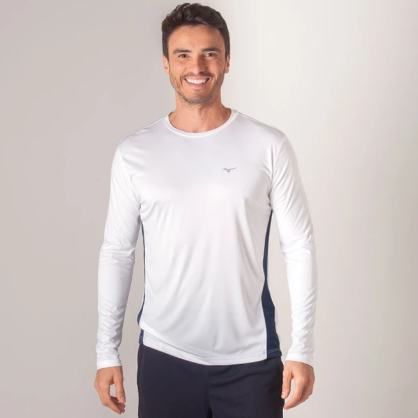 CAMISETA MIZUNO WAVE RUN 2 MANGA LONGA MASCULINA - Branco